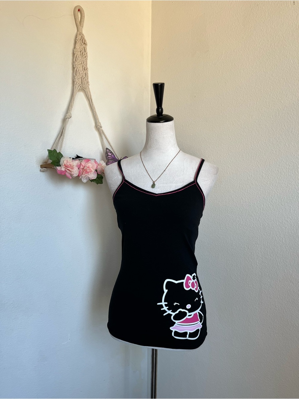 Y2K Black Hello Kitty Graphic Cami Tank Top size small